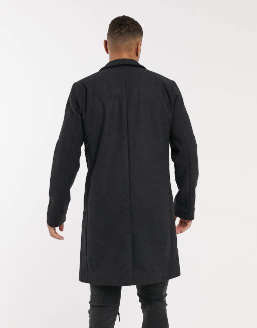 Hollister wool overcoat in charcoal