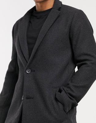 Hollister wool overcoat in charcoal | ASOS