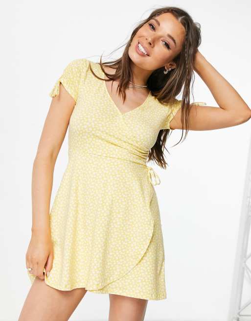 Hollister wrap dress in yellow floral