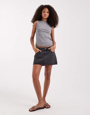 Hollister - y2- Kurzer Jeans-Skort in Schwarz