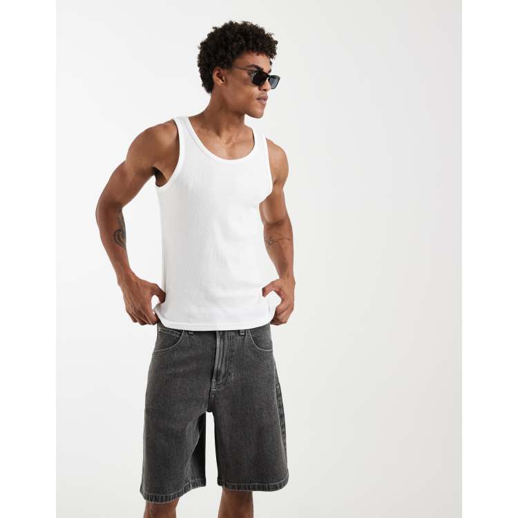 Hollister y2k baggy denim shorts with dragon graphic pocket detail