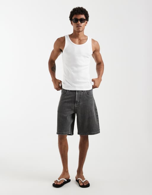 Hollister y2k baggy denim shorts with dragon graphic pocket detail