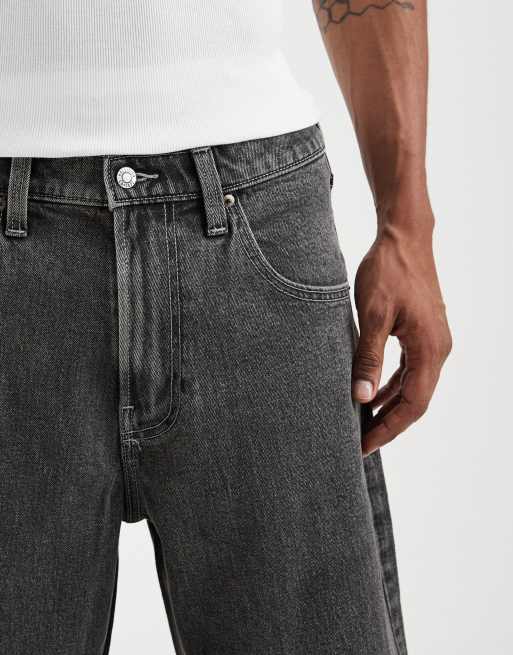 Hollister y2k baggy denim shorts with dragon graphic pocket detail