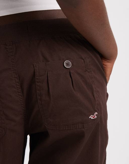 Hollister – y2k – Bruna cargobyxor med låg midja och elastisk midja, 4 av 5