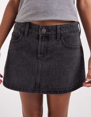 Hollister Curvy Low-rise Denim Mini Skort In Multi