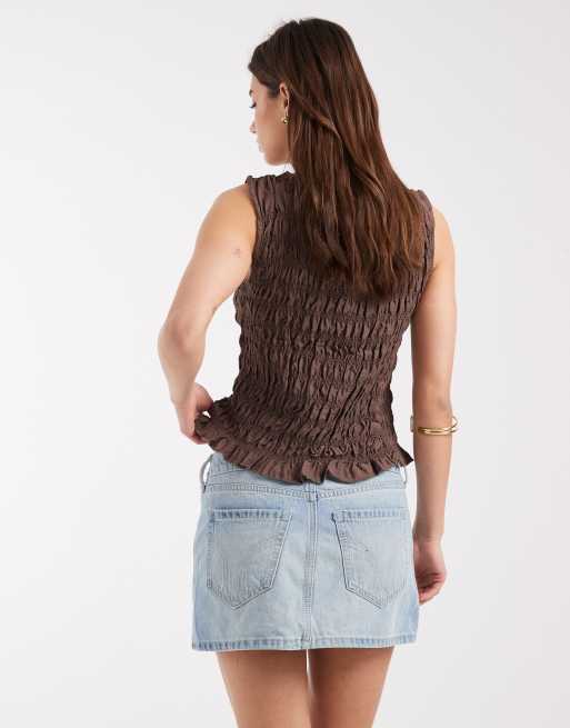 Hollister y2k denim mini skort in light blue wash, 5 of 5