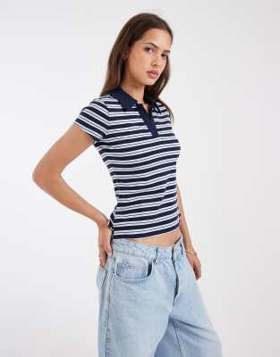 Hollister Y2k Fitted Short Sleeve Polo In Blue