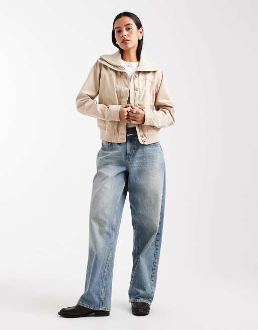 Hollister - y2k - Giacca bomber vintage color crema