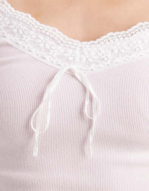 Hollister Y2K lace trim pointelle cami top in pink | ASOS