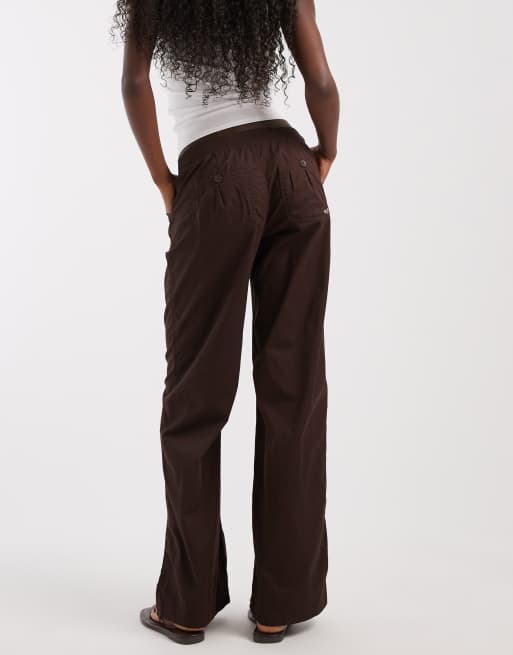 Hollister y2k low rise utility pull on pants in brown, 5 of 5