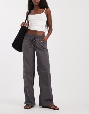 Hollister Y2k Low Rise Utility Pull-on Pants In Gray