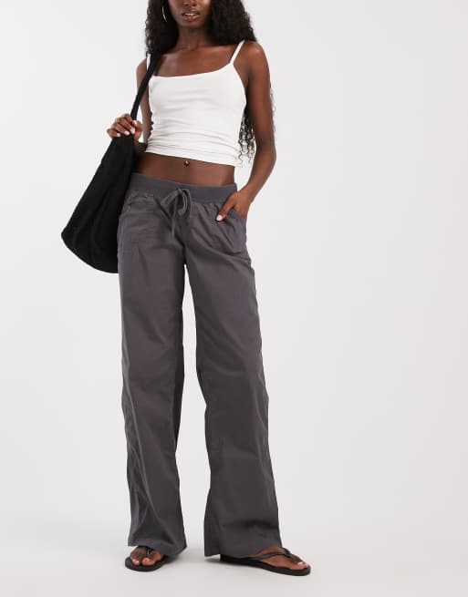 Hollister Y2K low rise utility pull-on pants in charcoal