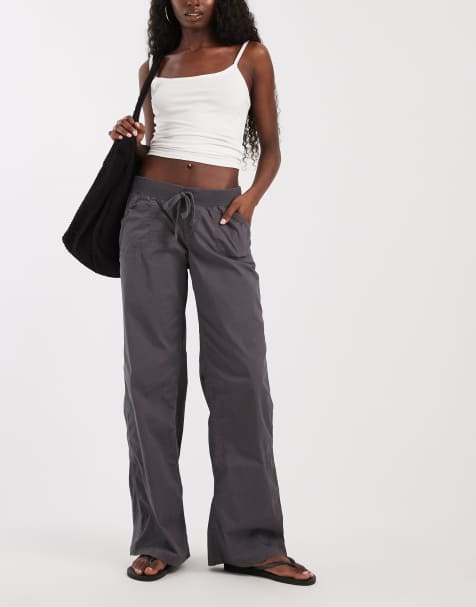 Hollister y2k low rise utility pull on trousers in charcoal - view 1