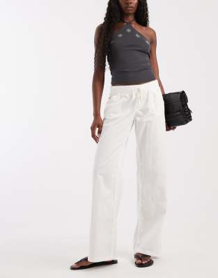 Hollister y2k low rise utility pull on trousers in ecru