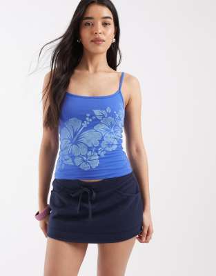 Hollister - y2k - Mini-Skort aus Fleece in Marineblau