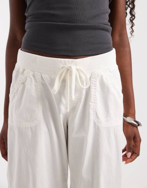 Hollister – y2k – Naturvita cargobyxor med låg midja och elastisk midja, 3 av 5