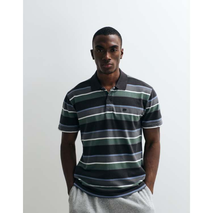 トップス 00s beauty:beast Striped polo shirt y2k Hollister y2k short sleeve polo in blue and black stripes | ASOS