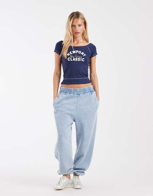 Hollister y2k short sleeve raglan t-shirt in navy | ASOS