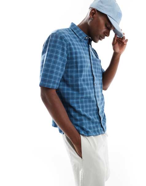 Hollister Y2K short sleeve shirt in black check print - view 1