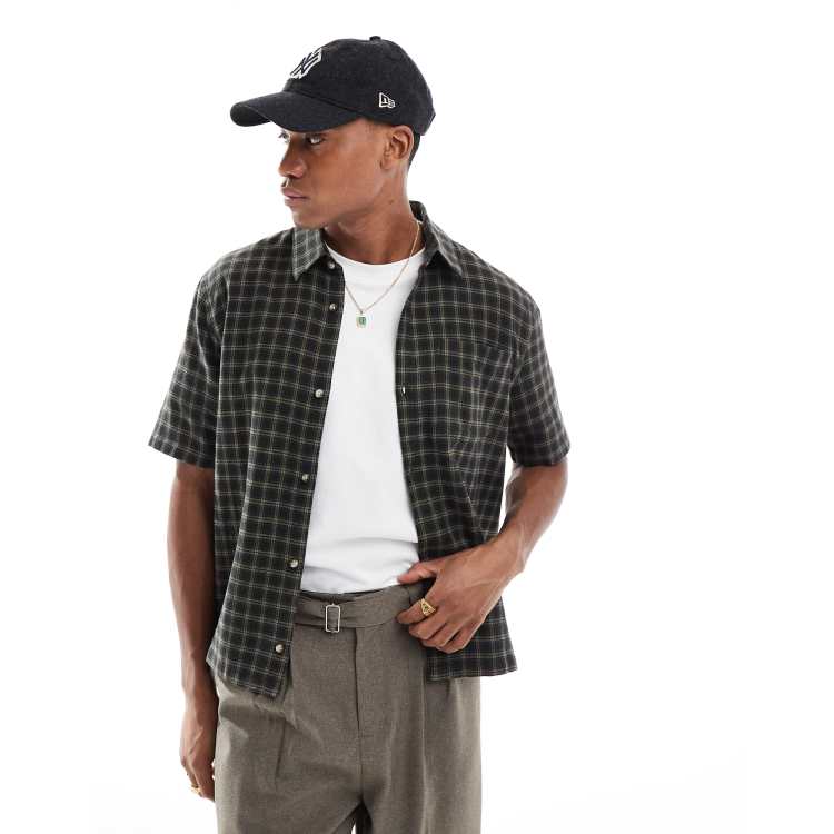 Hollister Y2K short sleeve shirt in black check print ASOS