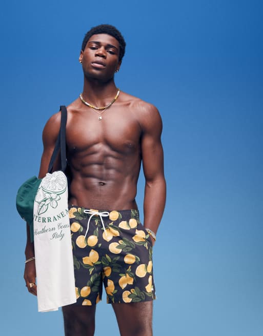Hollister Y2K swim short in lemon print ASOS