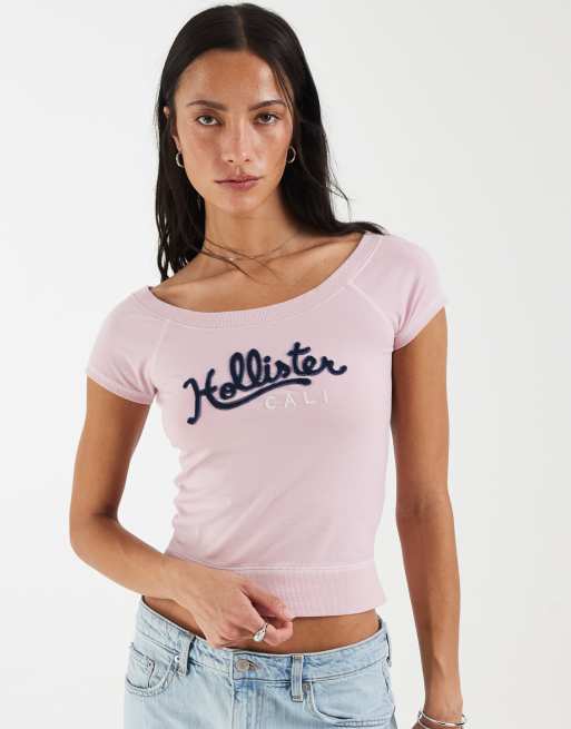 Hollister Y2K T-Shirt mit kurzen Raglanärmeln in Hellrosa, 3 von 4