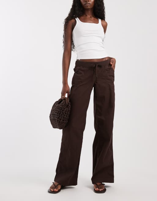 Hollister – Y2k – Utility-Schlupfhose in Braun mit niedrigem Bund, 1 von 5
