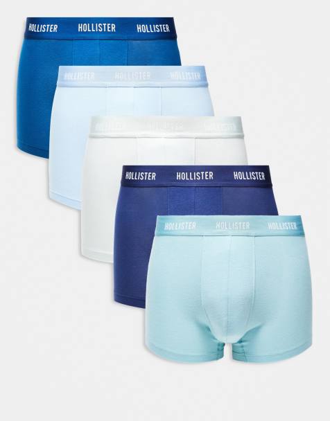 Hollister – Zestaw 5 par bokserek w różnych kolorach z logo na taśmie w talii - view 1