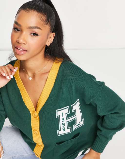 Hollister – Zielony kardigan w stylu uczelnianym , 3 z 4