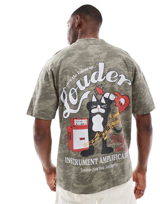 Hollister – Zielony pudełkowy T-shirt ze zwierzęcym motywem