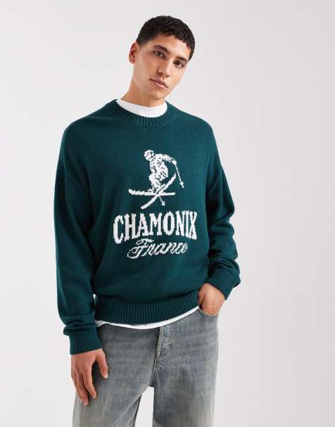 Hollister boxy open hem motif jumper in green