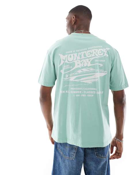 Hollister – Zielony T-shirt z grafiką na plecach - view 1