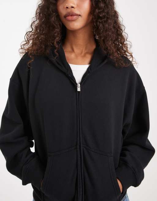 Hollister zip-through hoodie in black , 3 of 4