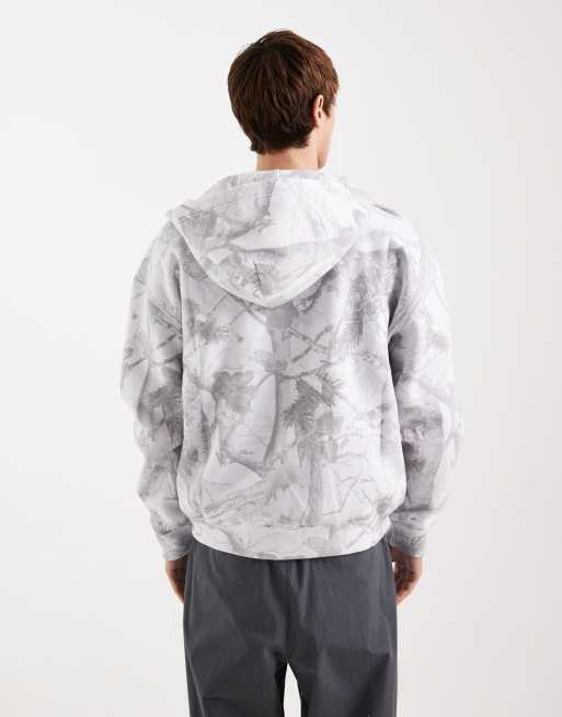 Hollister zip through hoodie in grey camo, 3 of 5