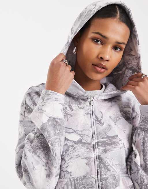 Hollister zip through hoodie in lilac camo print, 4 of 4