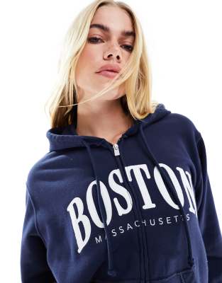 Hollister fleece hoodie in navy