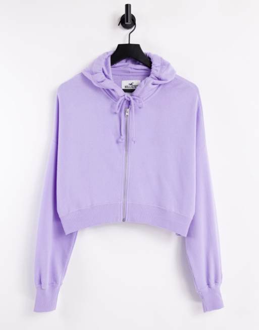 Hollister zip up hoodie in lilac