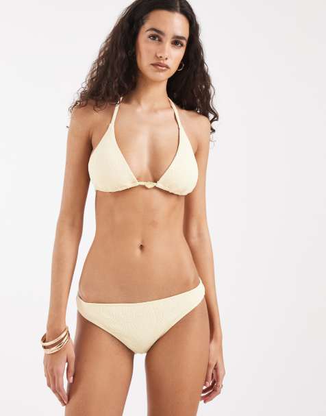 Hollister – Żółty żakardowy dół od bikini z niskim stanem, część zestawu - view 1