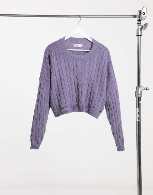 Hollister–Mocks–Lila kabelstickad tröja