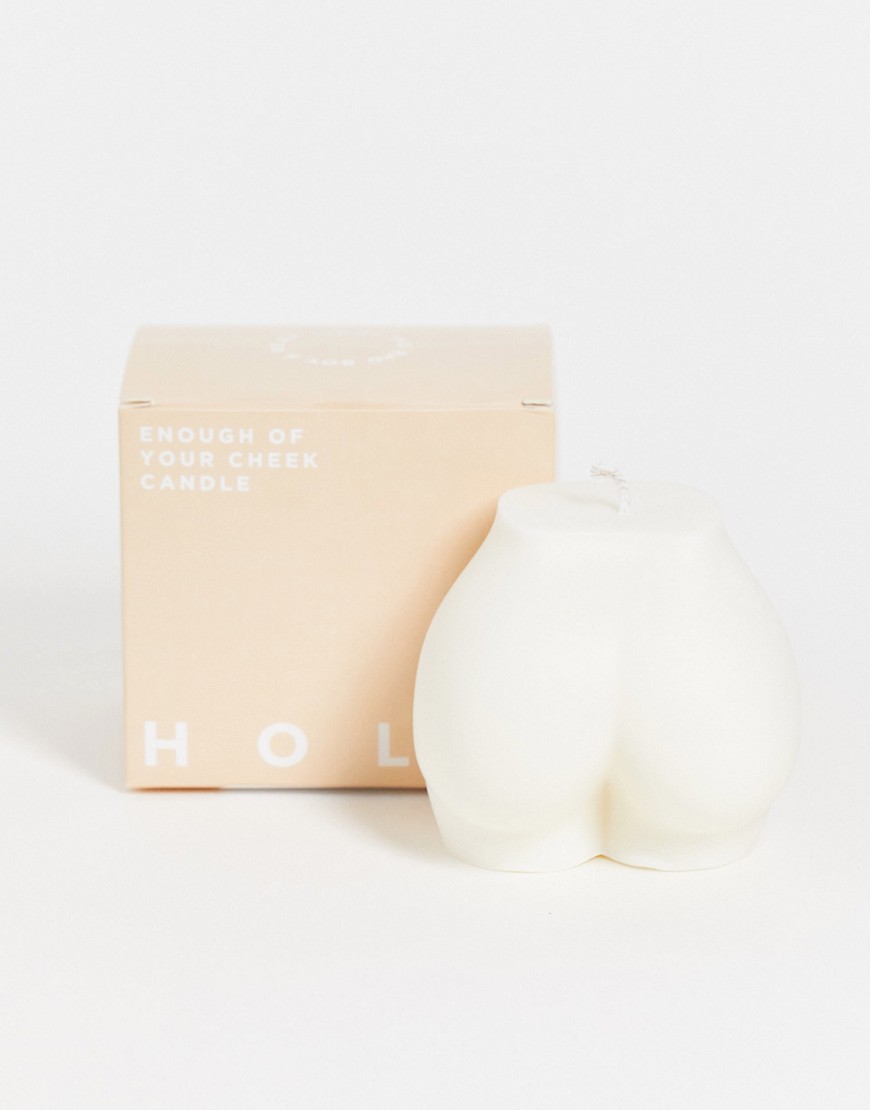 HOLM 'Enough of your Cheek' Candle - White-No colour