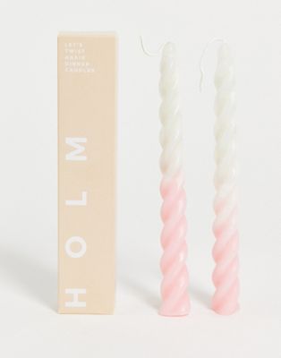 HOLM 'Let's Twist Again' Dinner Candles - White + Pink - ASOS Price Checker