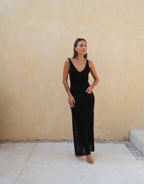 Honest the Label Buana knitted maxi dress in black - view 1