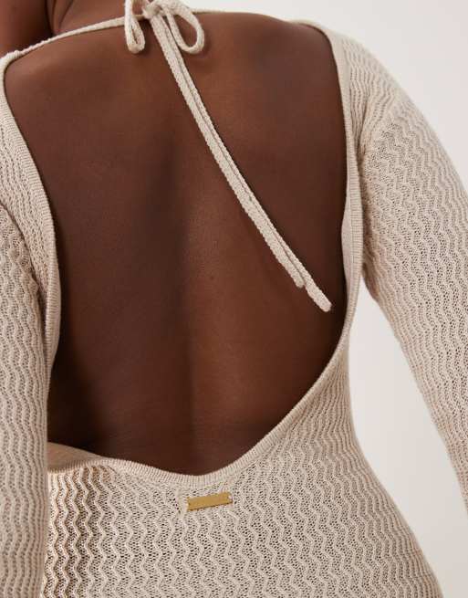 Honest the Label Mira knitted mini dress in pearl, 3 of 5