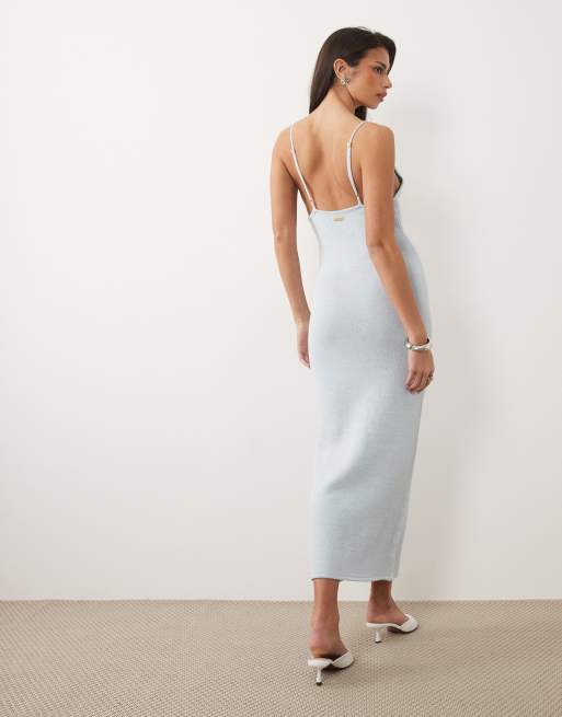 Honest the Label Safi knitted maxi dress in aqua, 4 of 6