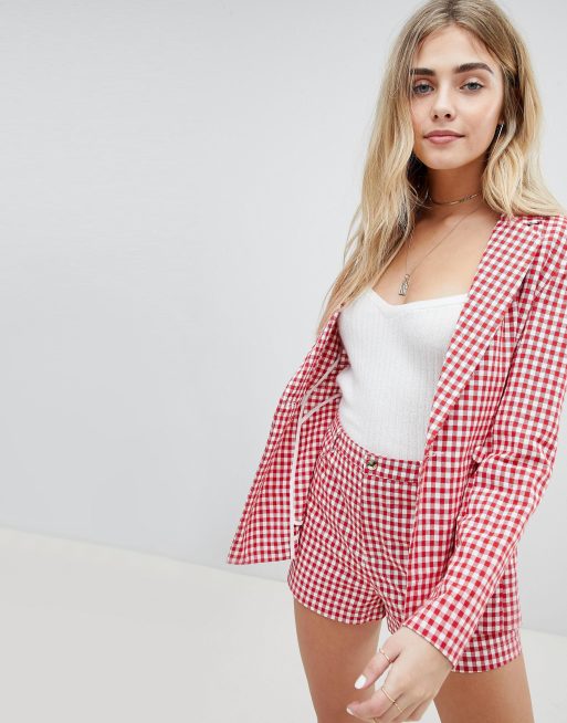 Honey Punch – Blazer-Jacke und Shorts mit Karomuster im Set, 2 von 3