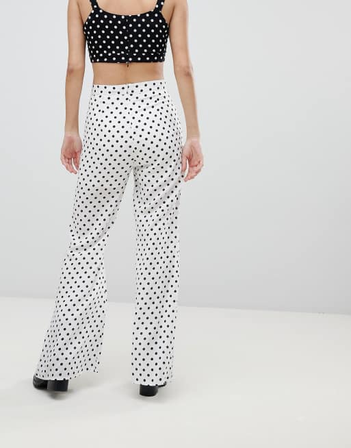 Honey Punch High Waist Wide Leg Pants In Spot Two-Piece, 2 of 4