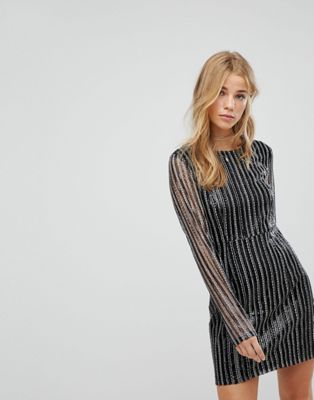 black and silver long sleeve dress
