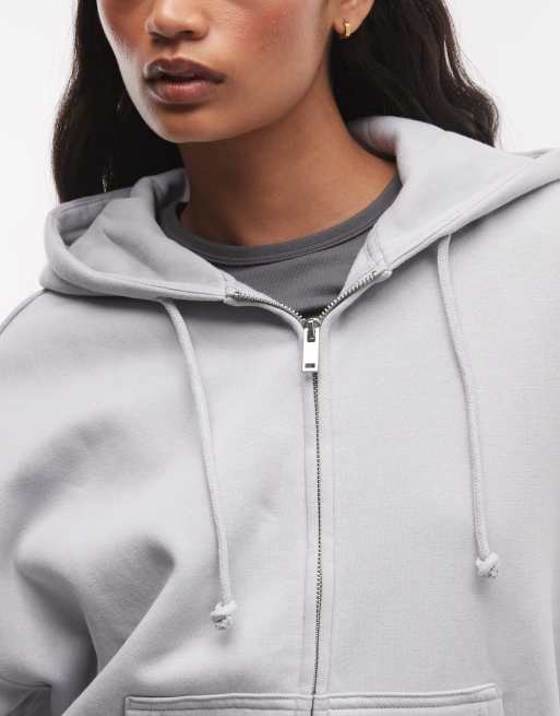 Hoodie zippé gris clair Weekday, 2 de 4