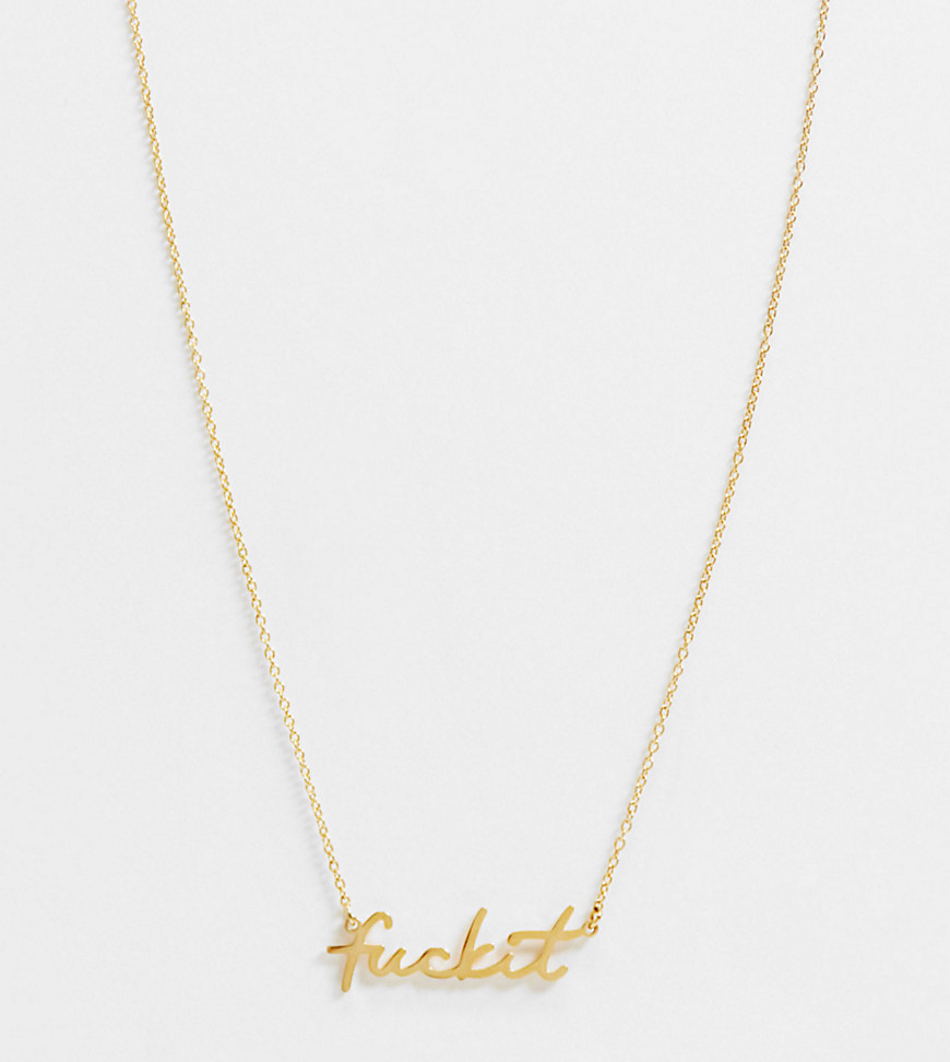 Hoops And Chains Hoops + Chains Ldn Necklace With 'fuckit' Slogan In 18k Gold Waterproof Plating