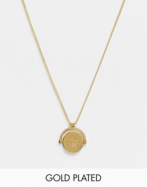 Hoops + Chains LDN necklace in 18k gold waterproof plating with 'fuck no hell yes' spinner